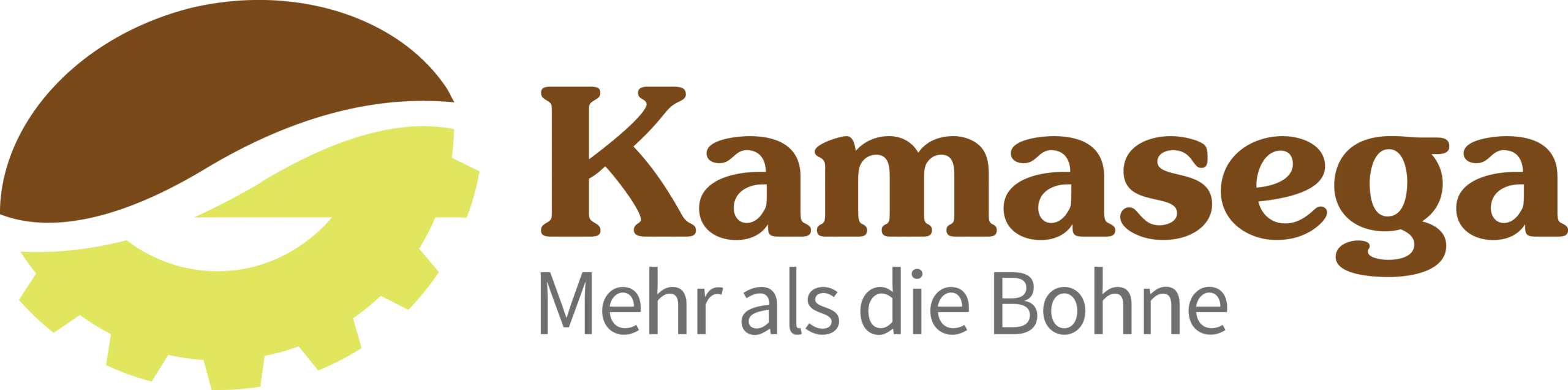 Kamasega Logo mit Zahnrad und Blätter