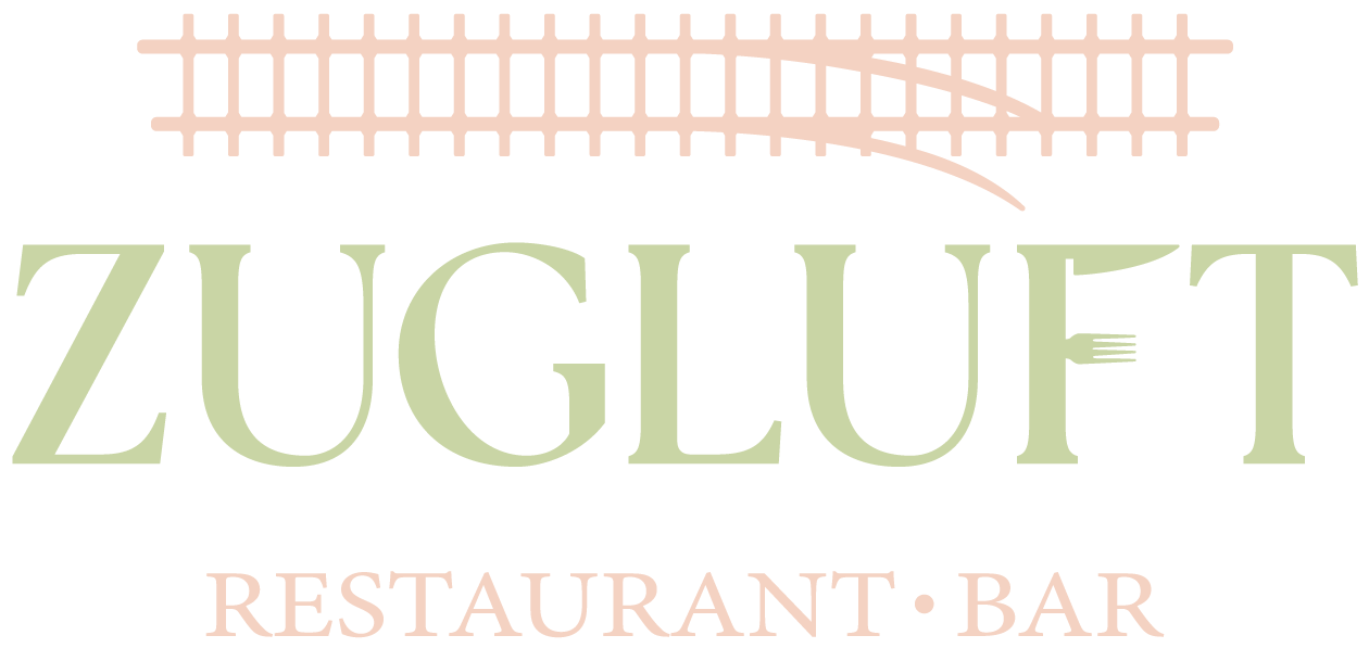 Zugluft Restaurant Bar Logo mit Schienenmotiv